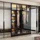 FUFU & GAGA Glass Door Wardrobe 59.1" Illuminated Interiors Bedroom Wardrobe Furniture