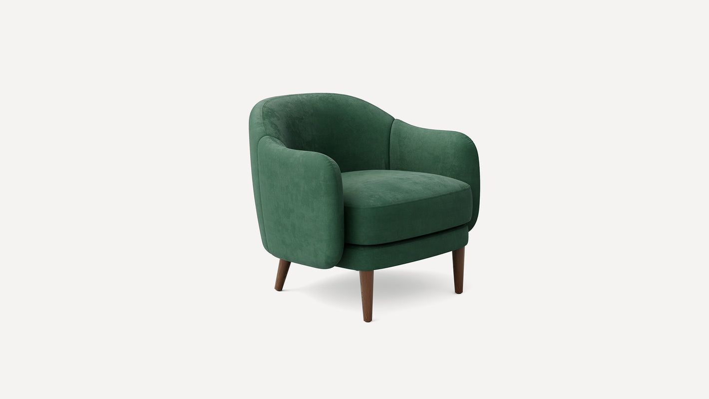 Burrow Pica Accent Armchair Stain-Resistant Fabric Living Room Furniture - Jade Velvet, Midnight Velvet, and Ivory Bouclé