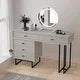 Eclife Makeup Vanity Dressing Table with Drawers Storage Dresser Bedroom Furniture - Grey, White