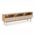 Apt2b June TV Media Unit Solid Oak Veneer 3 drawers and 3 cubbies Living Room Furniture - Smart Online Furniture